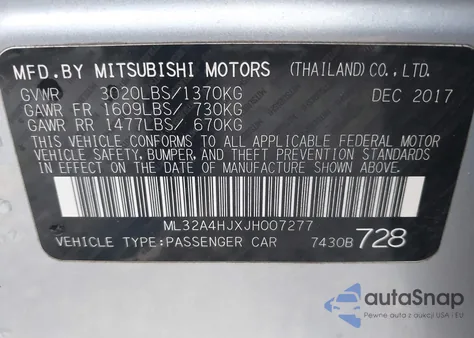 2018 Mitsubishi Mirage Se z USA, uszkodzony, nr VIN ML32A4HJXJH007277
